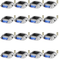Driveway Lights 16-Pack, Solar Driveway Lights with Switch Button, Solar Deck Lights Waterproof, Wireless Dock Lights 6 LEDs for Path Warning Garden W