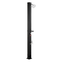35L Solar Heated Shower, 195cm Showerhead Height Outdoor Shower, with Foot Faucet & Soap Box Rack, Hot & Cold Water Adjustment, Freestanding for Backy