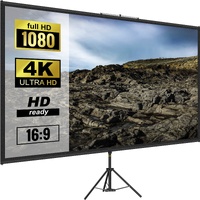 Tripod Projector Screen with Stand 100inch 16:9 4K HD Projection Screen Stand Wrinkle-Free Height Adjustable Portable Screen for Projector Indoor & Ou