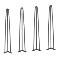 Hairpin Table Legs 0.7M, Set of 4 Desk Legs 408.2KG Load Capacity, Hairpin Desk Legs 3 Rods for Desk Chairs Bench Dining End Table, Solid Carbon Steel