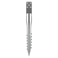 No Dig Ground Anchor, 1 Pack 10 x 7 x 70 cm DIY Screw in Post Stake, Includes 6 Lag Bolts & a Rebar, U-Shape Heavy Duty Steel Post Holder, Great for M