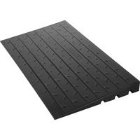 Rubber Threshold Ramp, 4" Rise Threshold Ramp Doorway, 3 Channels Cord Cover Rubber Solid Threshold Ramp, Rubber Angled Entry Rated 2200 Lbs Load Capa