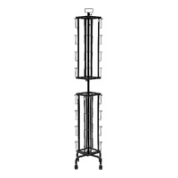 Greeting Cards Display Rack, 32 Pockets Rotating Postcard Brochure Display Stand, 360° Spinning Card Display Rack with Sign Holder & 4 Wheels (2 Locka