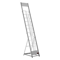 Brochure Display Rack, 10 Pockets Magazine Literature Display Stand, Portable Floor Standing Magazine Rack, Metal Newspaper Catalog Holders for Shop, 