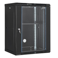 15U Wall Mount Network Cabinet, 226.8 kg Max. Ground Load Capacity, Server Rack Cabinet Enclosure with Locking Tempered Glass Door, Side Panels, Q235 