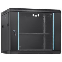 9U Wall Mount Network Server Cabinet, 39.37 cm Deep, Server Rack Cabinet Enclosure, 90.7 kg Max. Ground-mounted Load Capacity, with Locking Glass Door