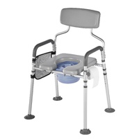 Bedside Commode Chair, 227 kg Capacity, 4-in-1 Portable Toilet and Raised Toilet Seat with Padded Seat & Backrest, Detachable 5L Bucket, Adjustable He
