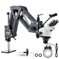 Multi-Directional Microscope with Spring Bracket, 7X-45X Magnification Jewelry Microscope, Micro Jewelry Inlaid Stand with Integrated USB Ring LED Lig