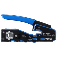 RJ45 Crimp Tool Kit, Cat5e/Cat6/Cat6a Ethernet Crimper Crimp Pliers for 8-Pin Modular Plugs with 20pcs Pass-Through Connectors and Covers, Wire Stripp