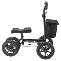 Folding Knee Scooter, Aluminum Steerable Knee Walker with Height-Adjustable Handlebar & Knee Pad, 12" All-Terrain Wheels, Dual Brakes, Leg Recovery Sc