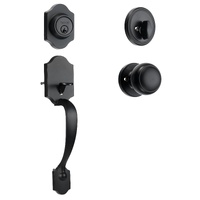 Front Door Handle and Deadbolt Set, Matte Black Front Door Lock Set with Interior Knob, Single Cylinder Handleset Adjustable Hole Spacing, for Right a