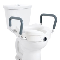 Raised Toilet Seat, 5" Height Raised, 350 lbs Weight Capacity, for Round and Elongated Toilet, Twist Lock Installation,19.1" - 21.7" Adjustable Width,
