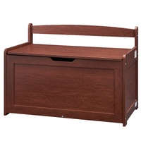Kids Toy Storage Bench Wooden Toy Box Chest 32.68 x 17.91 x 24.02" Cherry