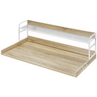 Washer Dryer Countertop with 2-Tier Shelf, 54" x 27" Wooden Washer and Dryer Countertop with Anti-Slip Pads, Water-Resistant Laundry Topper Cover for 
