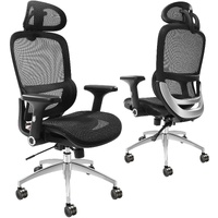Mesh Office Chair, Adjustable High Back Desk Chair with Mesh Seat, Angle and Height Adjustable Home Office Chair with Lumbar and Head Support, Swivel 