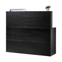 Reception Desk, 1400 x 800 x 1200 mm L-Shaped Front Counter Table, Office Reception Counter with Drawer Keyboard Tray and Storage Cabinet, for Checkou
