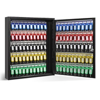 100-Key Cabinet, Key Lock Box with Adjustable Racks, Security Key Storage Box Steel, Key Organizer with 100 Colorful Key Tags and 2 Record Cards for S