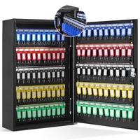200-Key Cabinet, Key Lock Box with Adjustable Racks, Security Key Storage Box Steel, Key Organizer with 200 Colorful Key Tags and 4 Record Cards for S