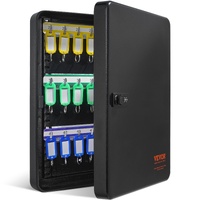 48-Key Cabinet, Key Safe with Combination & Key Lock, Digital Security Storage Box Steel Key Organizer with Adjustable Racks, 48 pcs Colorful Key Tags