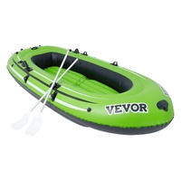 Inflatable Boat, 4-Person Inflatable Fishing Boat, Strong PVC Portable Boat Raft Kayak, 1158mm Aluminum Oars, High-Output Pump, Fishing Rod Holders, a