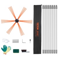 8 m Chimney Sweep Kit, w/ 8Reinforced Nylon Flexible Rods, Ergonomic Chimney Cleaning Brush, 360-Degree Brush Chimney Cleaner, Rich Accessories for Fi