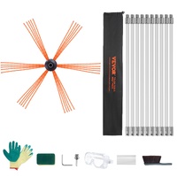 10 m Chimney Sweep Kit, w/ 10 Reinforced Nylon Flexible Rods, Ergonomic Chimney Cleaning Brush, 360-Degree Brush Chimney Cleaner, Rich Accessories for
