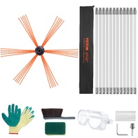 12 m Chimney Sweep Kit, w/ 12 Reinforced Nylon Flexible Rods, Ergonomic Chimney Cleaning Brush, 360-Degree Brush Chimney Cleaner, Rich Accessories for