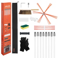 Chimney Sweep Kit, 8m Maximum Extendable Length Chimney Brush, Chimneys Cleaning Kit with Bristle Replacements & Goggles, 90° Bendable Fireplace Clean