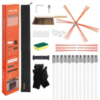 Chimney Sweep Kit, 12m Maximum Extendable Length Chimney Sweep, Chimneys Cleaning Kit with Bristle Replacements & Goggles, 90° Bendable Fireplace Clea