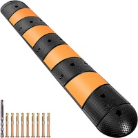 Rubber Speed Bump, 1 Pack 2 Channel Speed Bump Hump, 72"" Long Modular Speed Bump Rated 22000 LBS Loading, 72.8 x 12.2 x 2.2 Garage Speed Bump for Asp