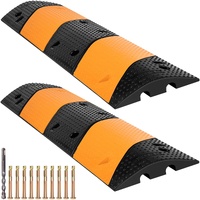 Rubber Speed Bump, 2 Pack 2 Channel Speed Bump Hump, 42"" Long Modular Speed Bump Rated 22000 LBS Load Capacity, 40.2 x 11.8 x 2.4 inch Garage Speed B
