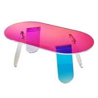 Acrylic Coffee Table, Iridescent Acrylic End Table, 13.8 inch high Colorful Acrylic Side Table, for Coffee, Drink, Food, Snack used in Living Room, Co
