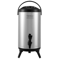 Stainless Steel Insulated Beverage Dispenser, 9.2 Liter, Thermal Hot and Cold Drink Server Dispenser with Spigot Handle, Food-grade for Hot Tea Coffee