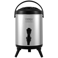 Stainless Steel Insulated Beverage Dispenser, 6 Liter, Thermal Hot and Cold Drink Server Dispenser with Spigot Handle, Food-grade for Hot Tea Coffee W