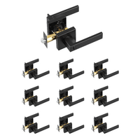 Privacy Door Handle, 10 Pack Matte Black Door Lever, Left or Right Handing Reversible Lever with Keyless Lock, 45° Rotation to Open, Universal Square 