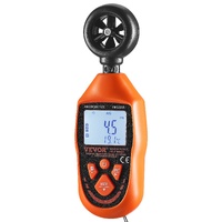 Handheld Anemometer, -10℃ to 45℃, Digital Wind Speed Meter Gauge with LED Backlight Screen, Measures Wind Velocity Wind Temperature Air Flow Wind Chil