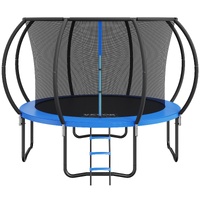 10FT Trampoline, 330 lbs Trampoline with Enclosure Net, Ladder, and Curved Pole, Heavy Duty Trampoline with Jumping Mat and Spring Cover Padding, Outd