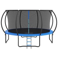 14FT Trampoline, 450 lbs Trampoline with Enclosure Net, Ladder, and Curved Pole, Heavy Duty Trampoline with Jumping Mat and Spring Cover Padding, Outd