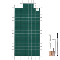 Pool Safety Cover Fits 20x40ft Rectangle Inground Safety Pool Cover Green Mesh with 4x8ft Center End Steps Solid Pool Safety Cover for Swimming Pool W