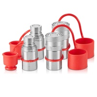 1/2" Flat Face Hydraulic Couplers 1/2" NPT Skid Steer Couplers 4 Dust Caps