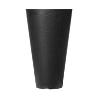 Tall Planter, Set of 2 Tall Round Tapered Planters, 59 cm Large Modern Gardening and Flower Plastic Pots, Decorative Tall Black Planter with Drainage 