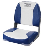 Boat Seat, 480 mm Low Back Boat Seat, Folding Boat Chair with Thickened Sponge Padding and Hinge, Fold-Down Boat Captain Chair for Fishing Boat, Sight