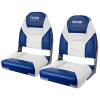 Boat Seats, 555 mm High Back Boat Seat, Folding Boat Chair with Thickened Sponge Padding and Hinge, Fold-Down Boat Captain Chairs for Fishing Boat, Si