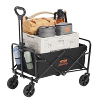 Collapsible Folding Wagon, 2 cu.ft Grass Wagon Cart with All-Terrain 5in Wheels, Heavy Duty Folding Wagon Cart 220 lbs Weight Capacity with Drink Hold