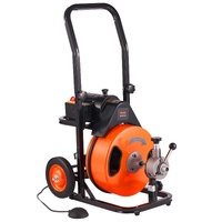 Drain Cleaner Machine 75FT x 3/8Inch, Auto Feed Sewer Snake Auger with 4 Cutter & Air-activated Foot Switch for 2" to 4" Pipes