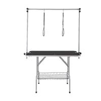 Pet Grooming Table Two Arms with Clamp, 117cm Dog Grooming Station, Foldable Pets Grooming Stand for Medium and Small Dogs, Free Two No Sit Haunch Hol