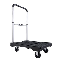 Foldable Push Cart Dolly, 149.69 kg Capacity, Folding Platform Truck with Swivel Wheels, Moving Platform Hand Truck Flatbed Cart, Adjustable Push Hand