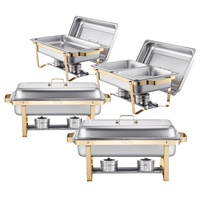 Chafing Dish Buffet Set, 8 Qt 4 Pack, Stainless Steel Chafer with 2 Full Size and 4 Half Size Pans, Rectangle Catering Warmer Server with Lid Water Pa