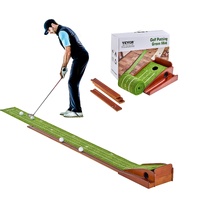 Golf Putting Mat, 1 Hole Indoor Golf Putting Green, Wrinkle-Free Golf Training Aid, Mini Golf Accessory with Auto-Ball Return, Alignment Guide, and Wo