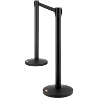 Crowd Control Stanchions, 2-Pack Crowd Control Barriers, Carbon Steel Baking Painted Stanchion Queue Post with 11FT Black Retractable Belt, Belt Barri